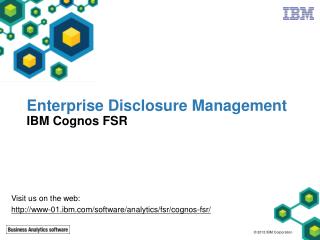 Enterprise Disclosure Management IBM Cognos FSR