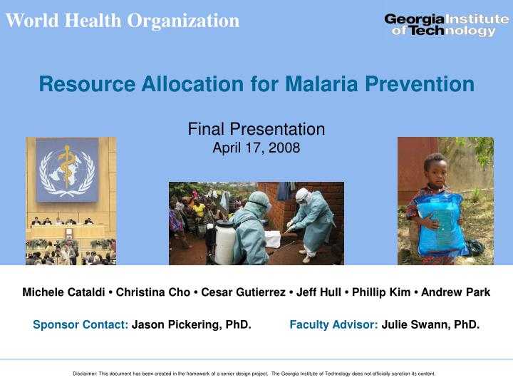 resource allocation for malaria prevention