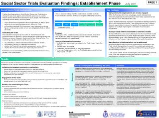 Social Sector Trials Evaluation Findings: Establishment Phase July 2011