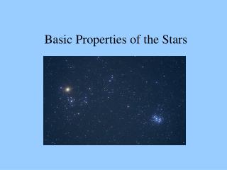 Basic Properties of the Stars