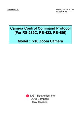 Camera Control Command Protocol (For RS-232C, RS-422, RS-485) Model :: x16 Zoom Camera