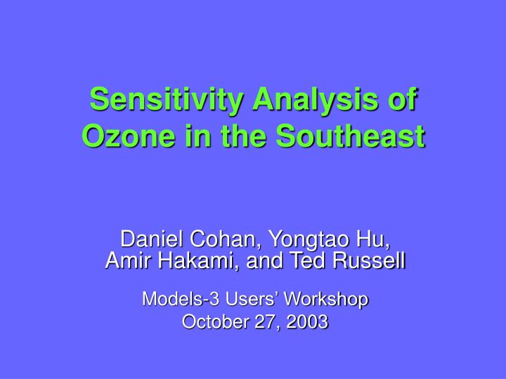 sensitivity analysis of ozone in the southeast