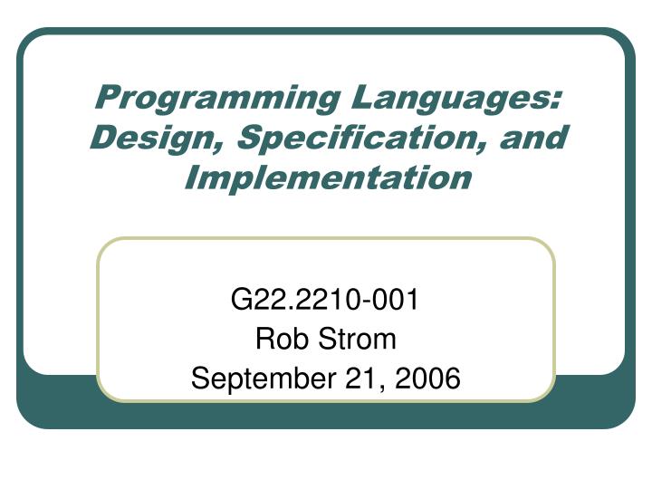 programming languages design specification and implementation