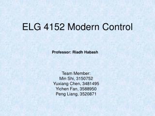 ELG 4152 Modern Control