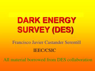 DARK ENERGY SURVEY (DES)