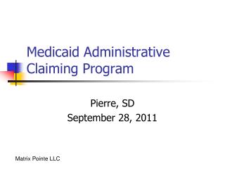 Medicaid Administrative Claiming Program