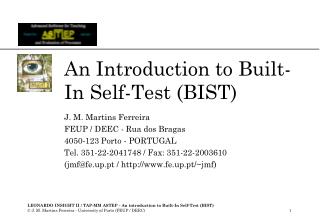 An Introduction to Built-In Self-Test (BIST)