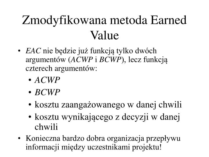 zmodyfikowana metoda earned value