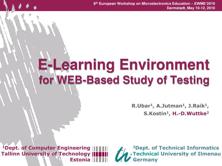 e learning environment for web based study of testing