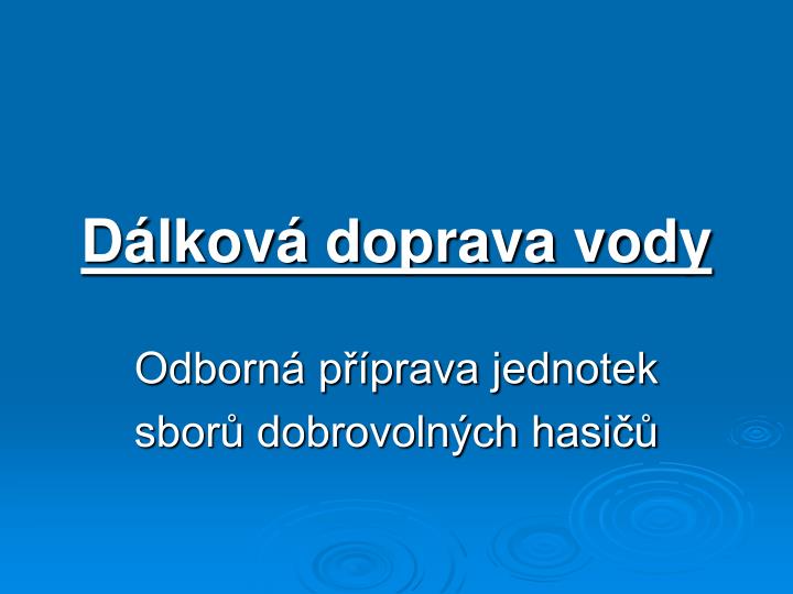 d lkov doprava vody