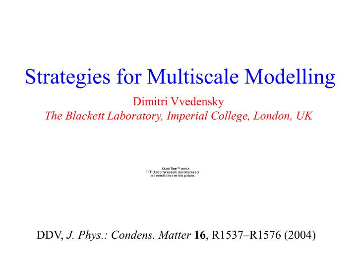 strategies for multiscale modelling