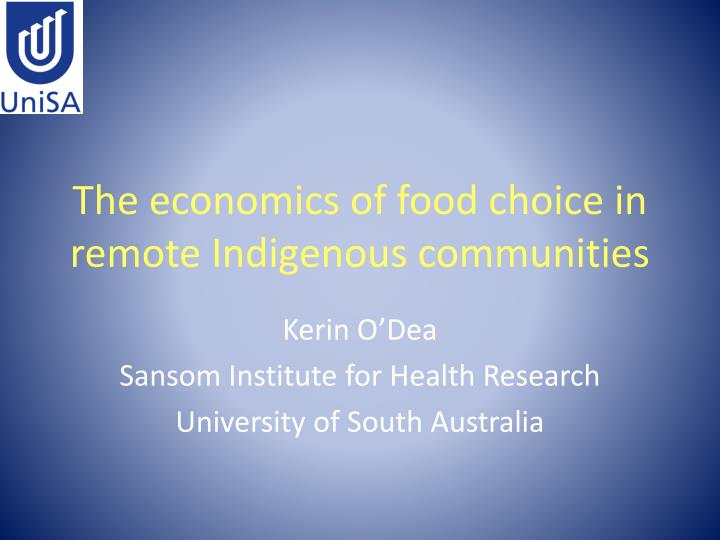 the economics of food choice in remote indigenous communities