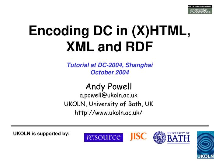 encoding dc in x html xml and rdf