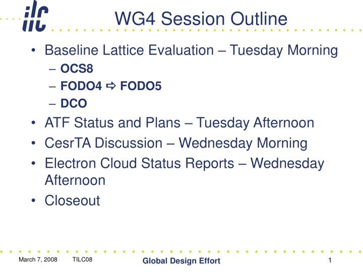 wg4 session outline