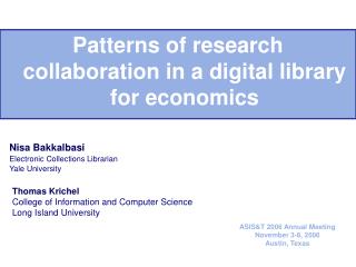 Patterns of research collaboration in a digital library for economics