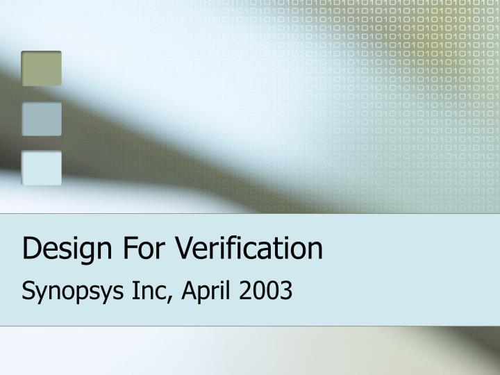 design for verification