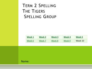 Term 2 Spelling The Tigers Spelling Group