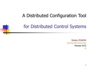 A Distributed Configuration Tool for Distributed Control Systems