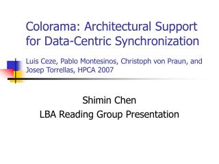 Shimin Chen LBA Reading Group Presentation