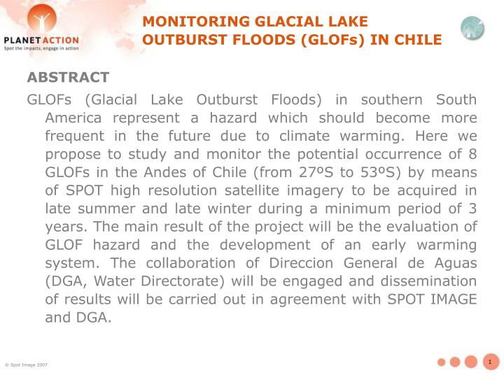 monitoring glacial lake outburst floods glofs in chile