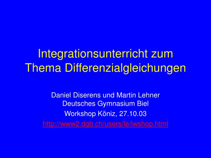 integrationsunterricht zum thema differenzialgleichungen