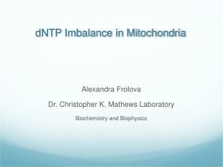 dNTP Imbalance in Mitochondria