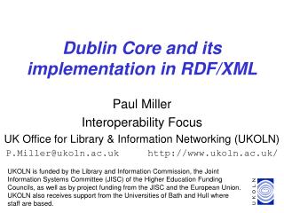 dublin core and its implementation in rdf xml