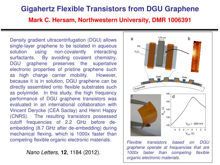 gigahertz flexible transistors from dgu graphene mark c hersam northwestern university dmr 1006391