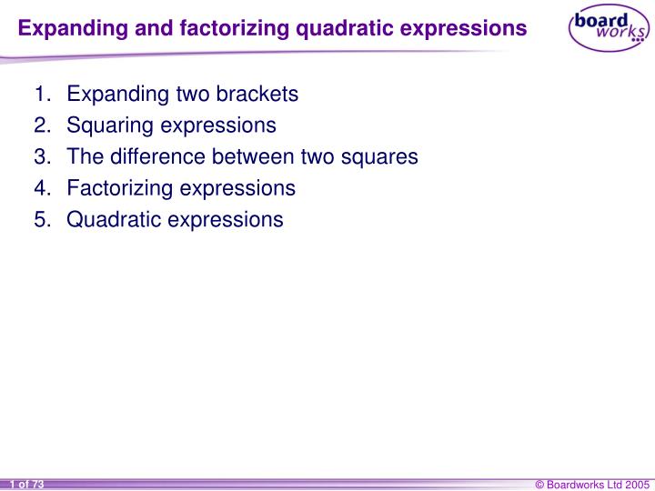 expanding and factorizing quadratic expressions