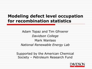 Modeling defect level occupation for recombination statistics