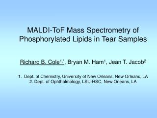 MALDI-ToF Mass Spectrometry of Phosphorylated Lipids in Tear Samples