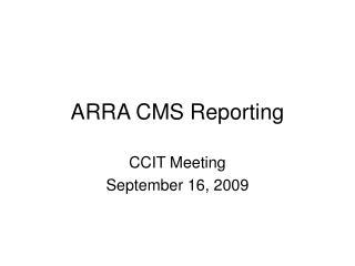ARRA CMS Reporting