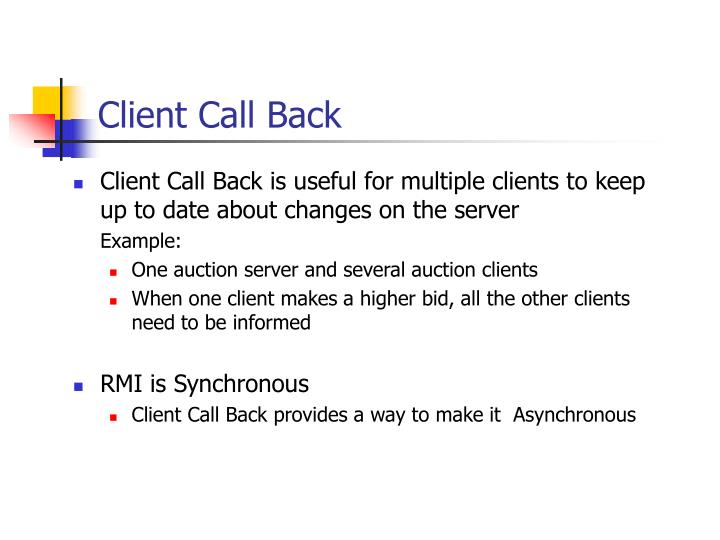 client call back