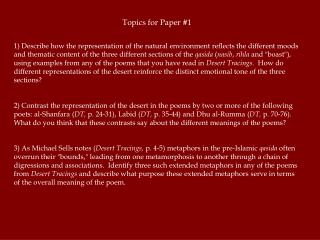 Topics for Paper #1