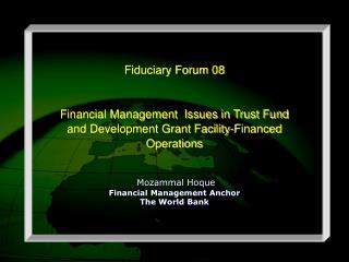 Fiduciary Forum 08 Financial Management Issues in Trust Fund