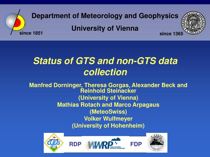 status of gts and non gts data collection