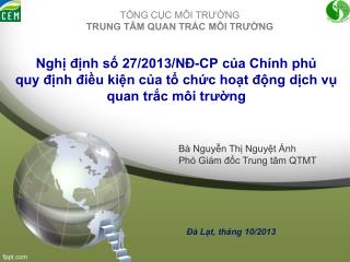 ngh nh s 27 2013 n cp c a ch nh ph quy nh i u ki n c a t ch c ho t ng d ch v quan tr c m i tr ng