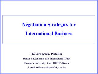 Negotiation Strategies for International Business