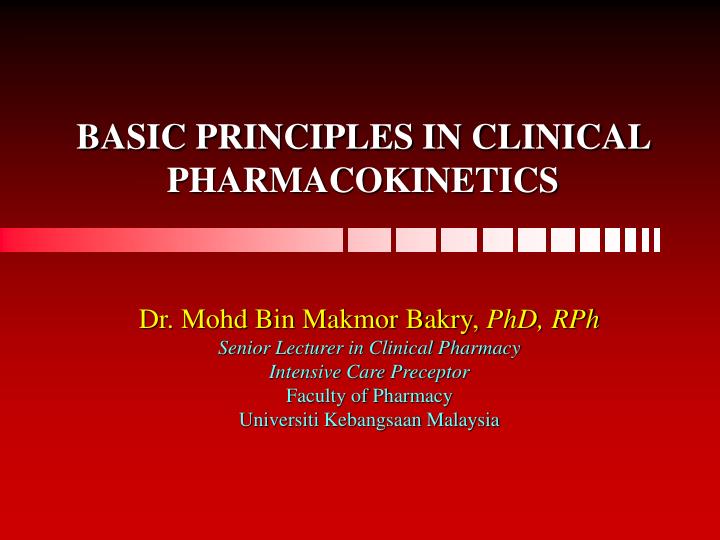 basic principles in clinical pharmacokinetics