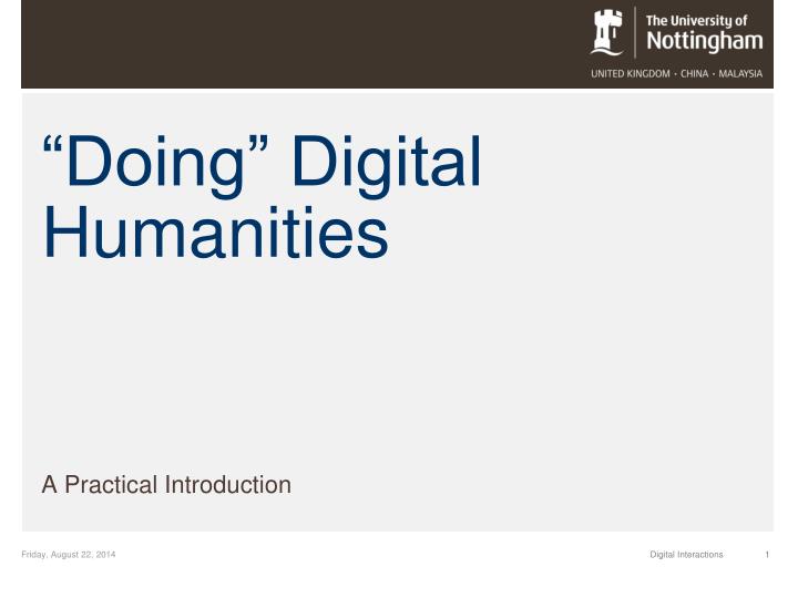 doing digital humanities