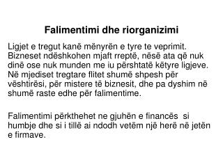 falimentimi dhe riorganizimi