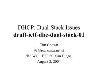 DHCP: Dual-Stack Issues draft-ietf-dhc-dual-stack-01