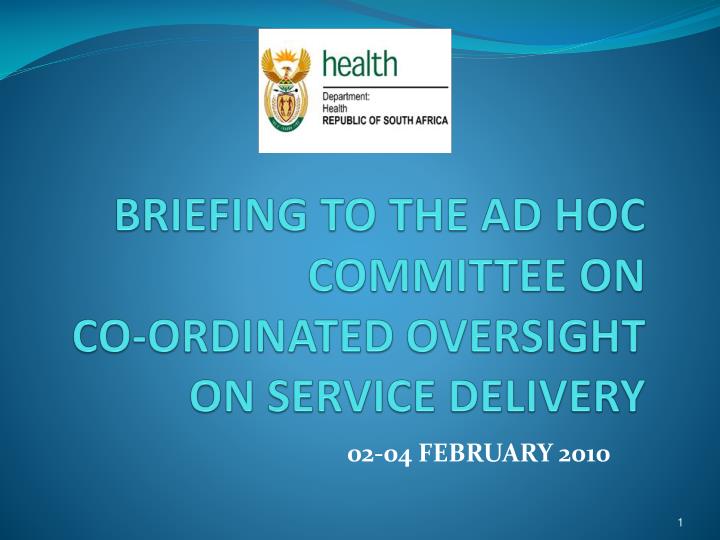 briefing to the ad hoc committee on co ordinated oversight on service delivery