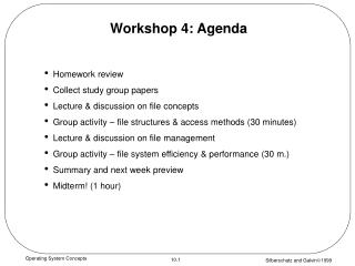 Workshop 4: Agenda