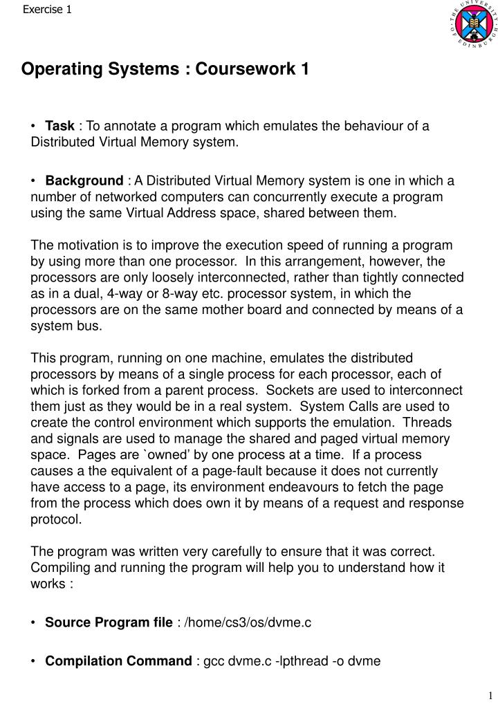 operating systems coursework 1