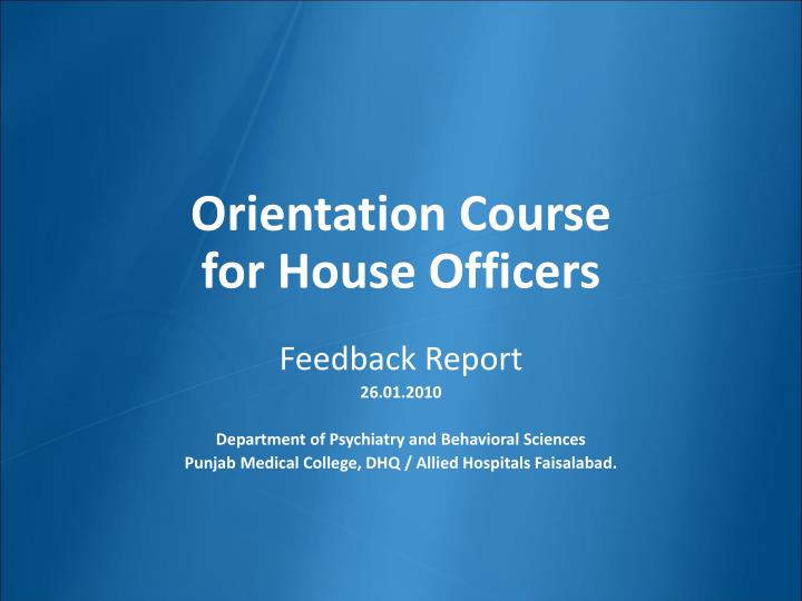 orientation course for house officers