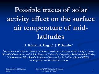 Possible traces of solar activity effect on the surface air temperature of mid-latitudes