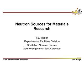 Neutron Sources for Materials Research