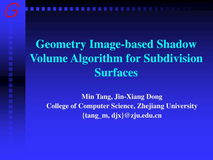 geometry image based shadow volume algorithm for subdivision surfaces