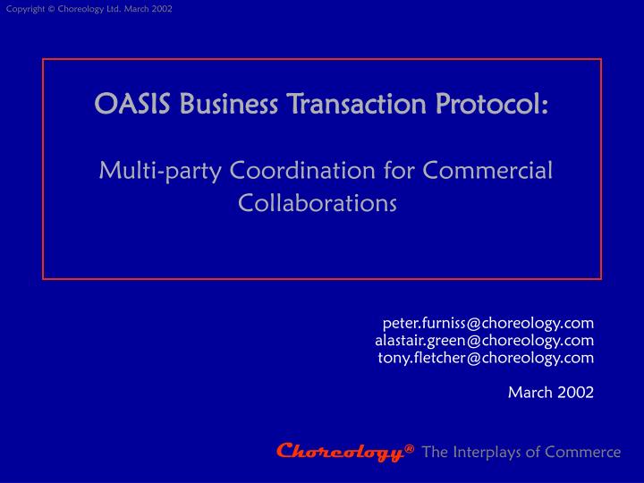 oasis business transaction protocol multi party coordination for commercial collaborations